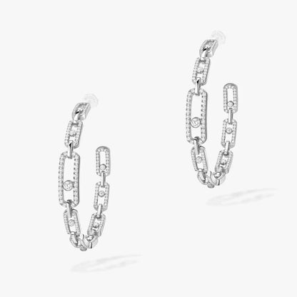 [[GALE]Move Link Diamond Hoop Earrings