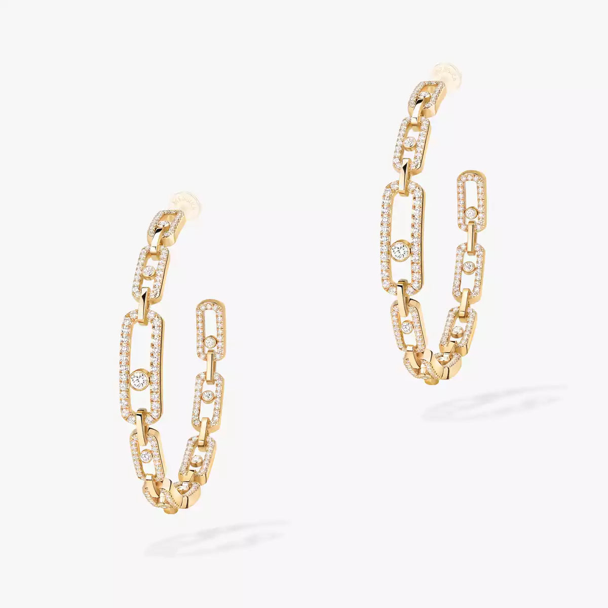 [[GALE]Move Link Diamond Hoop Earrings