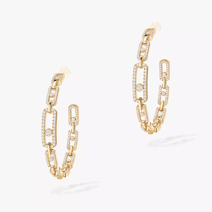 [[GALE]Move Link Diamond Hoop Earrings