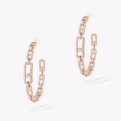 [[GALE]Move Link Diamond Hoop Earrings