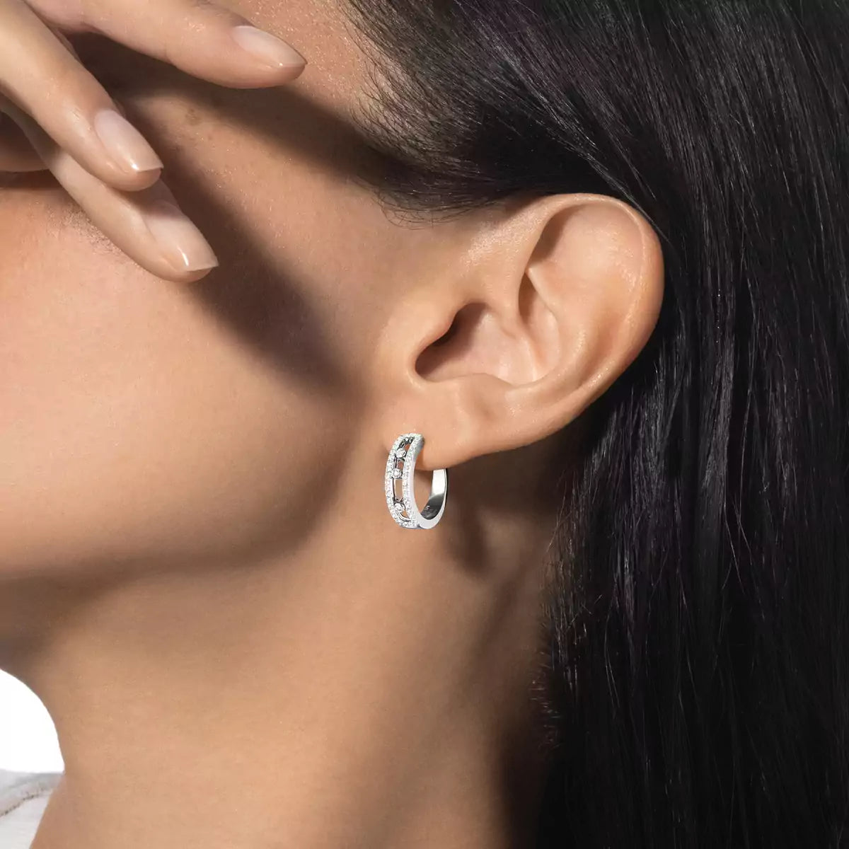 [GALE]Diamond Pave_ Hoop Earrings Move