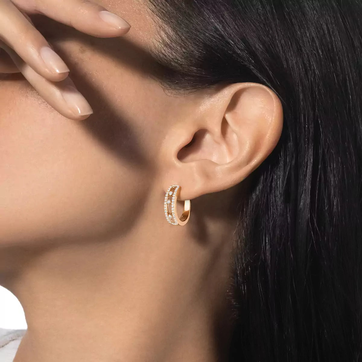 [GALE]Diamond Pave_ Hoop Earrings Move