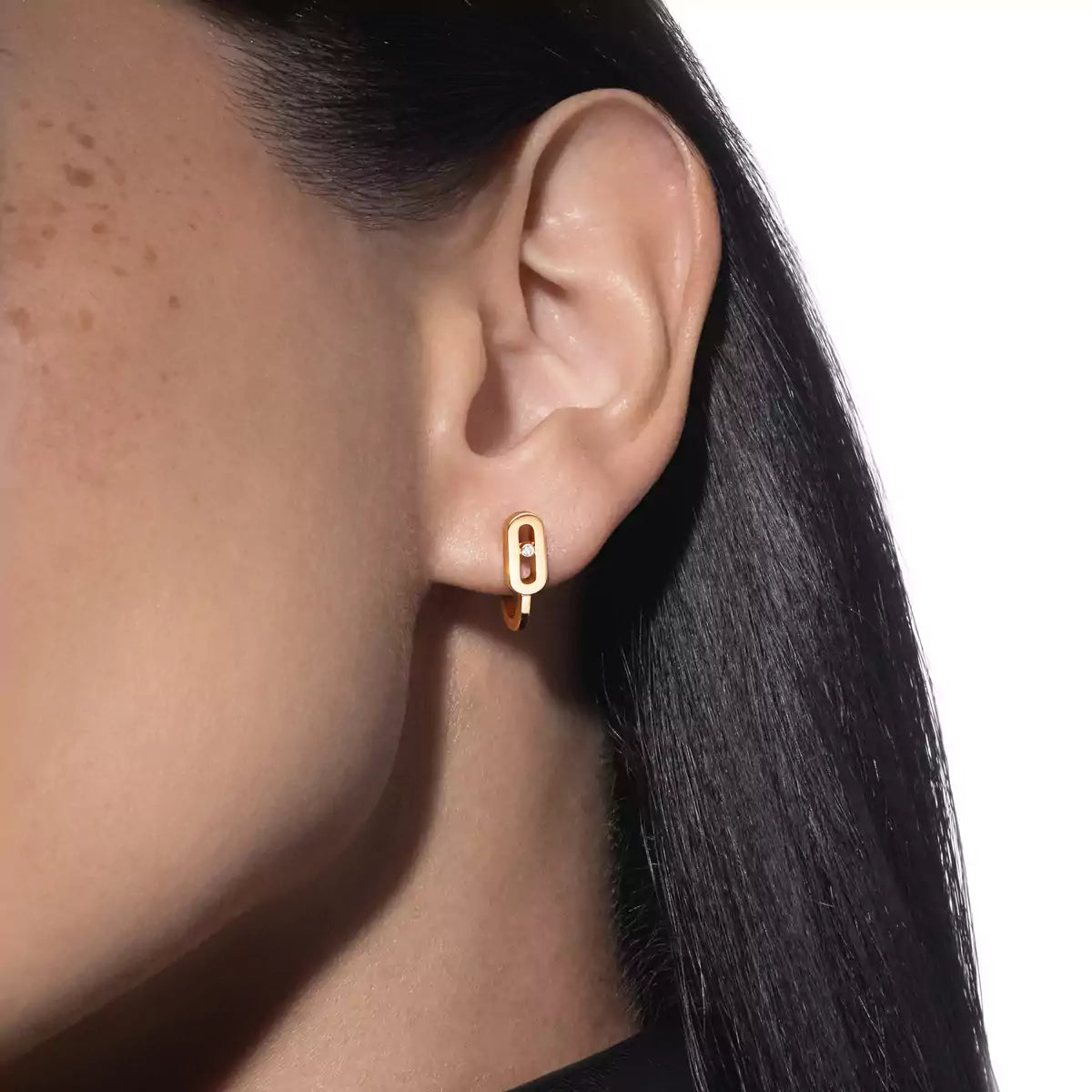 [GALE]Diamond Mini Hoop Earrings Move Classique