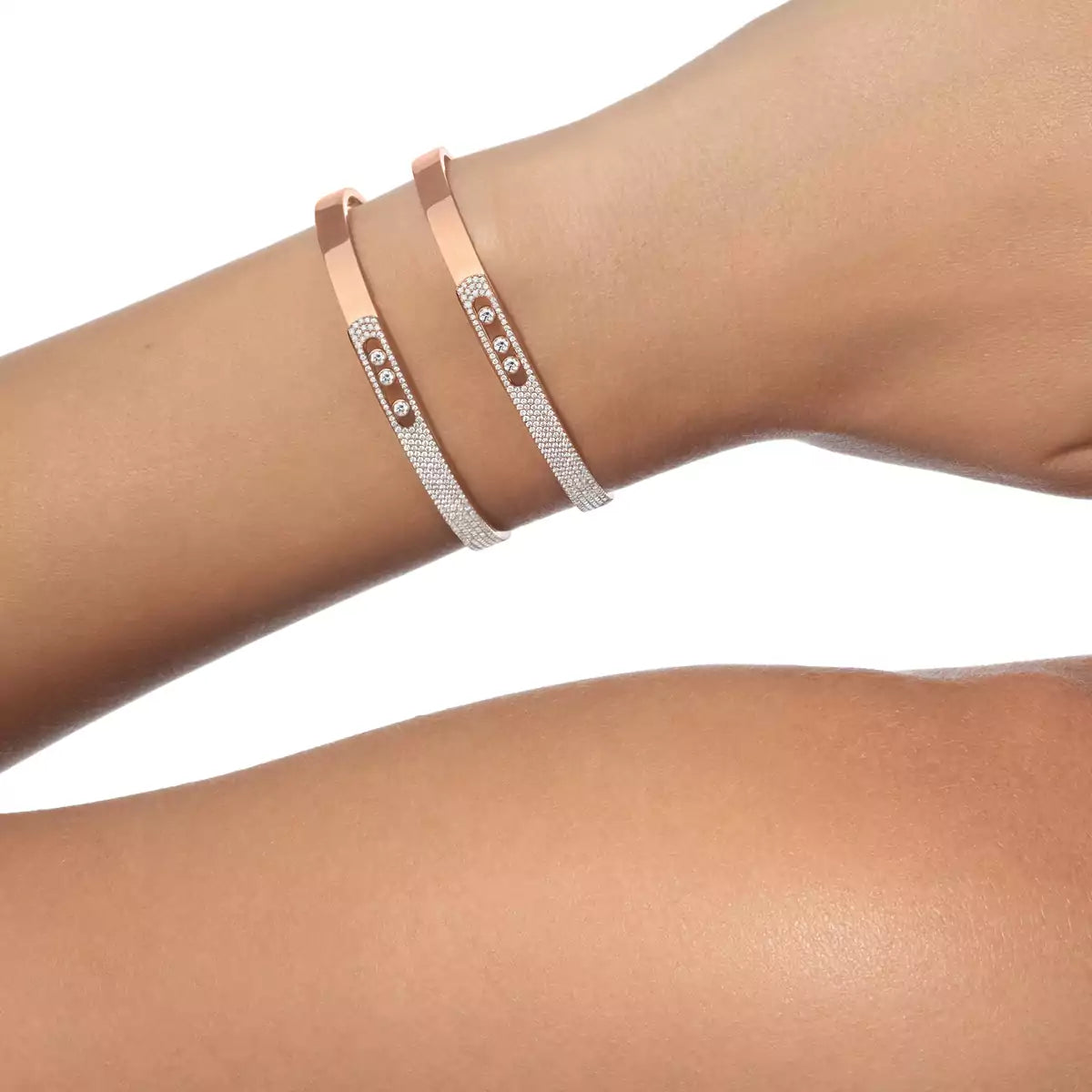 [GALE]Move Noa Rose Gold Pavé Diamond Bangle Bracelet