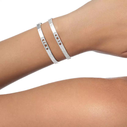 [GALE]Move Noa Rose Gold Pavé Diamond Bangle Bracelet