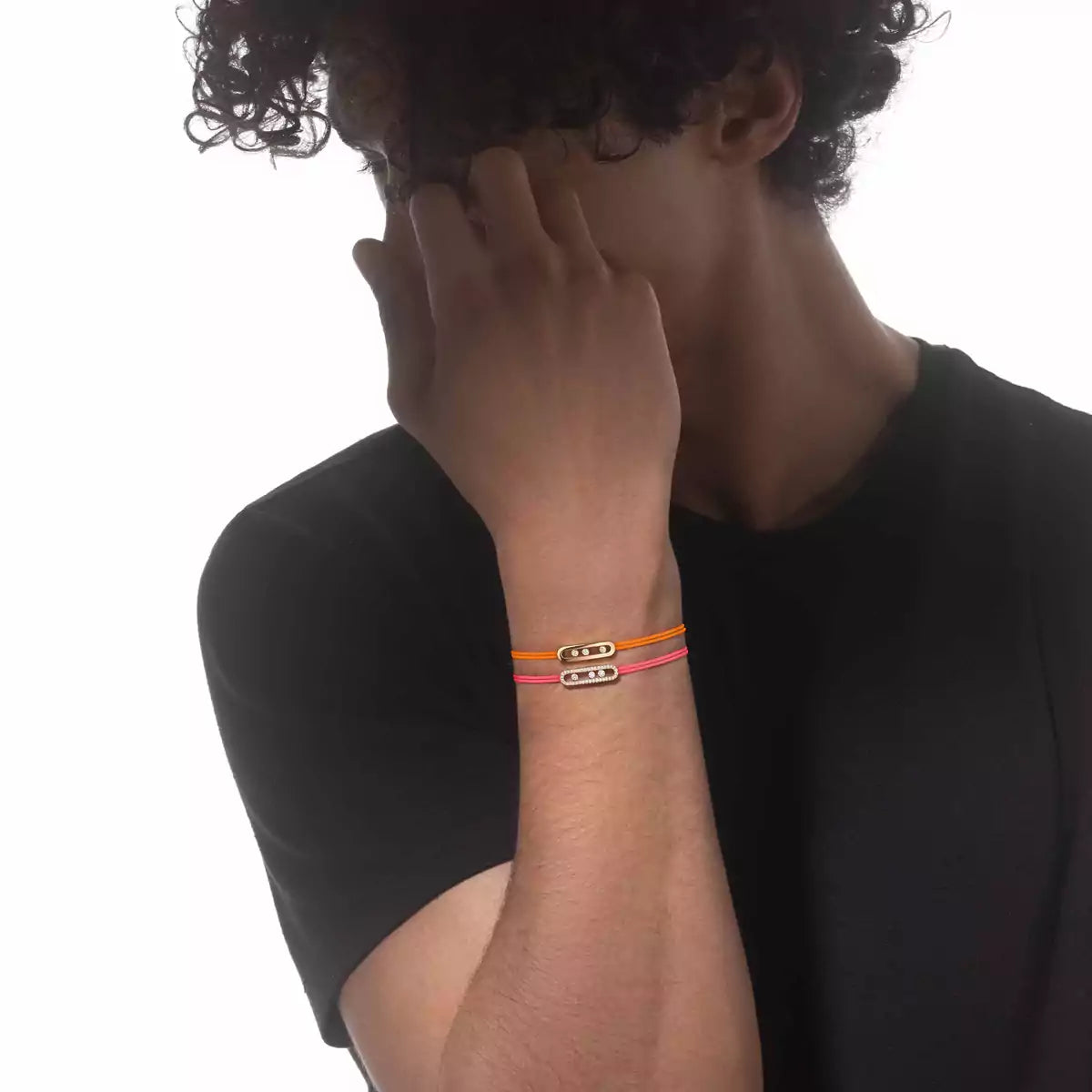 [GALE]Messika Care(s) pink cord pavé bracelet