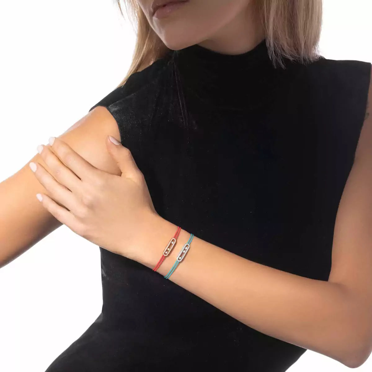 [GALE]Messika Care(s) pink cord pavé bracelet