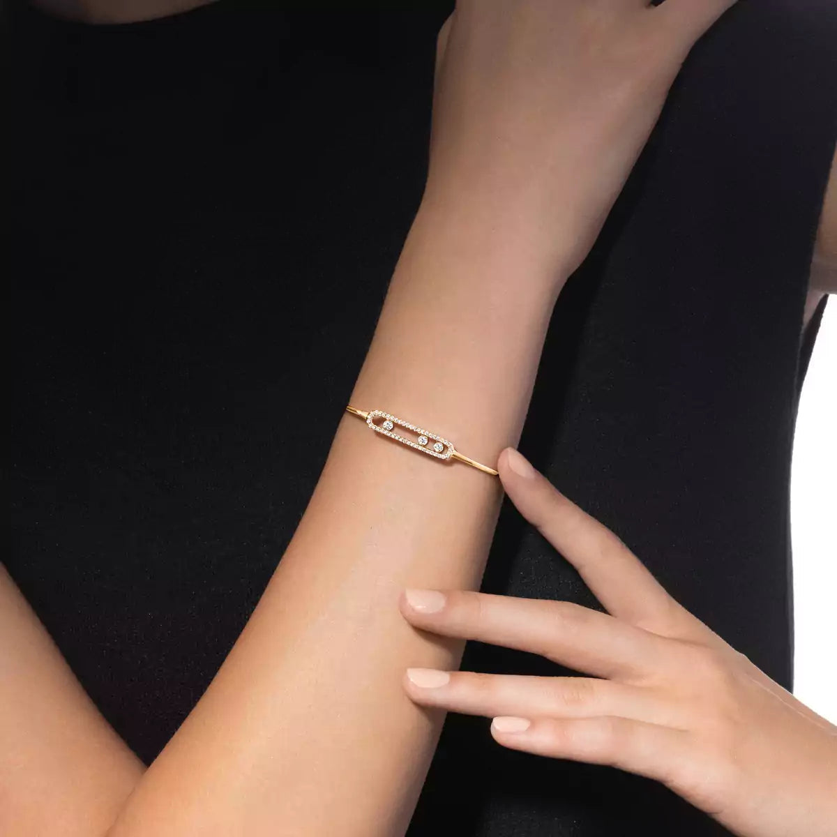 [GALE]Move Pavé Diamond Bangle Bracelet M