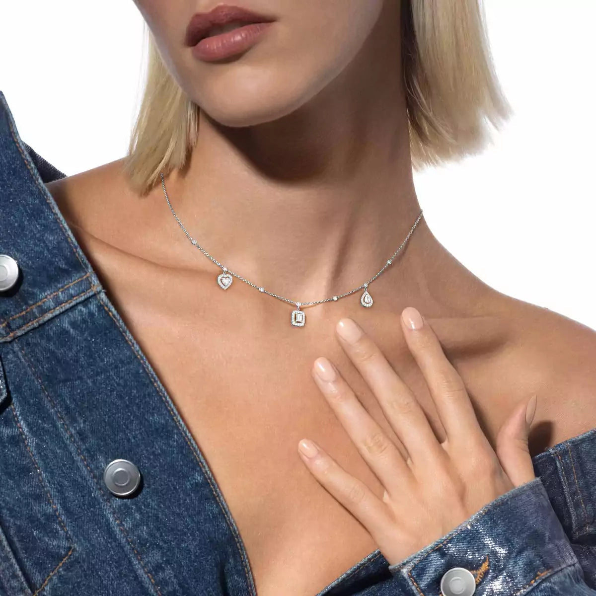 [GALE]My Twin Diamond Necklace in Silver