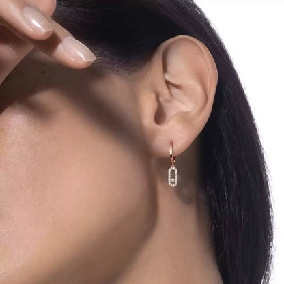 [GALE]Move Uno Single Diamond Hoop Earring