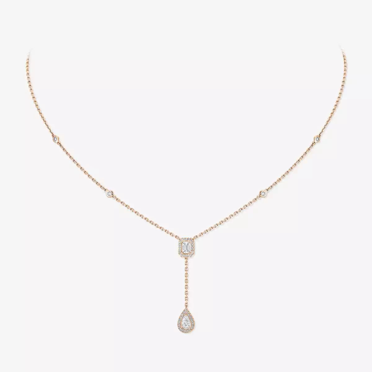 [GALE]Gold Diamond Tie Necklace