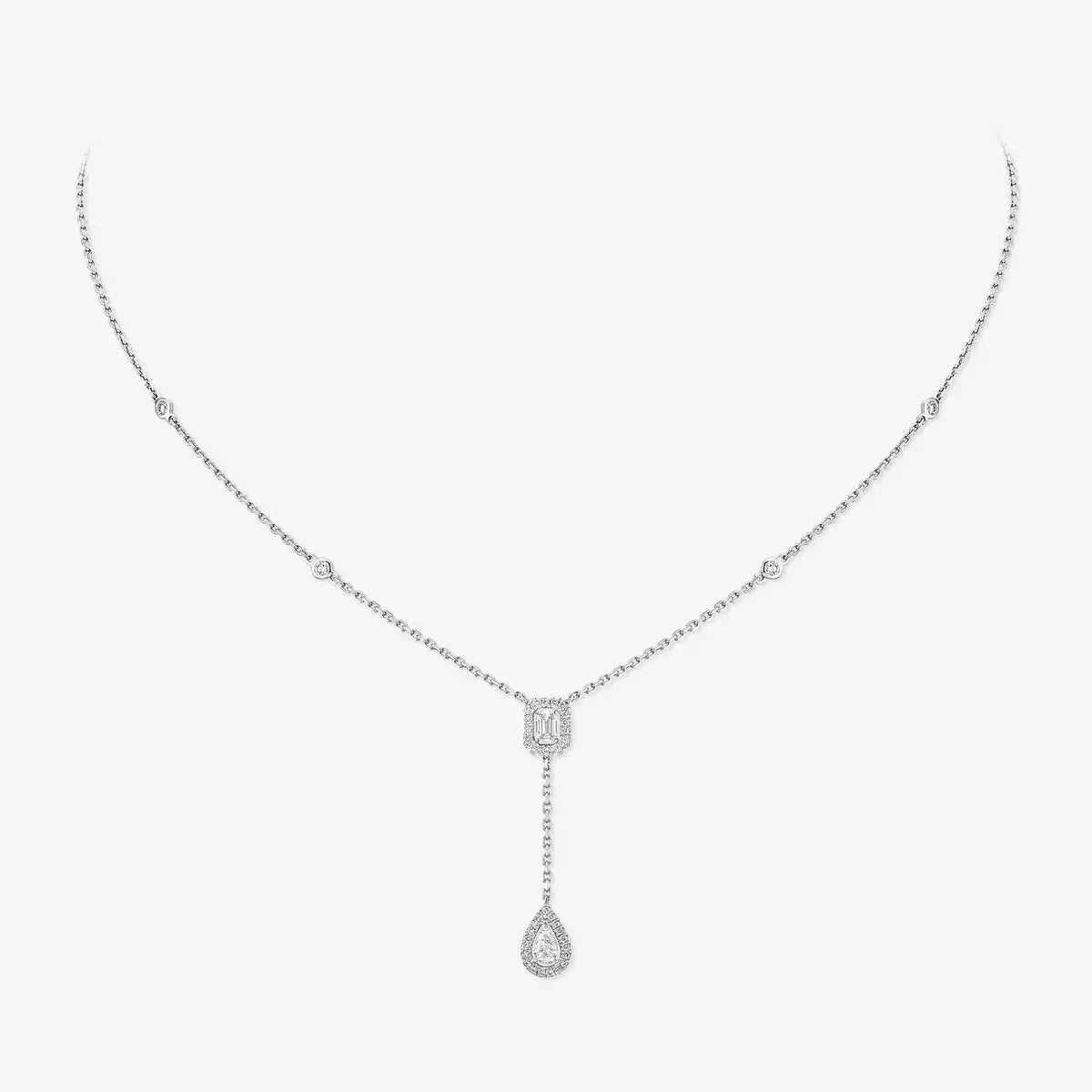 [GALE]Gold Diamond Tie Necklace