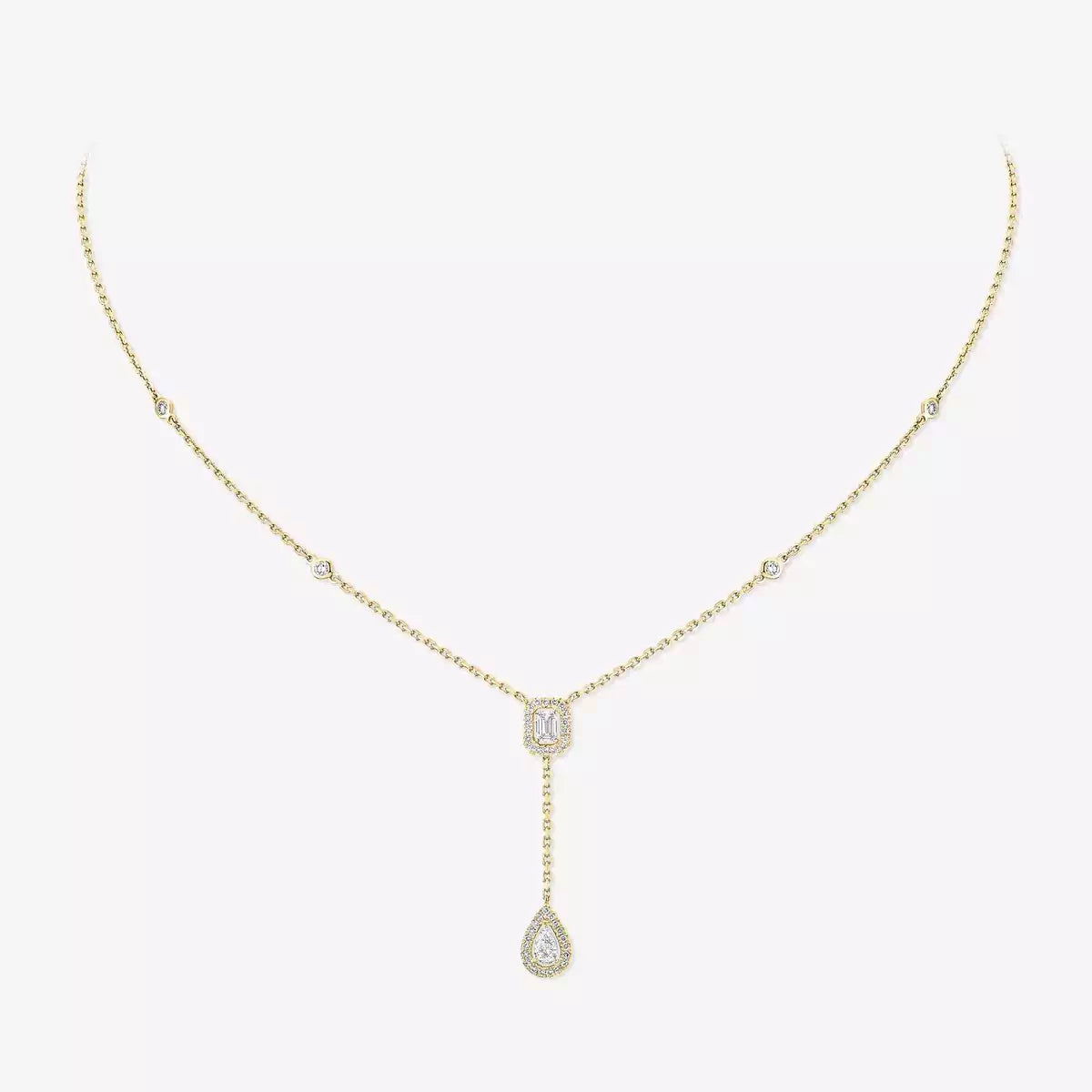 [GALE]Gold Diamond Tie Necklace
