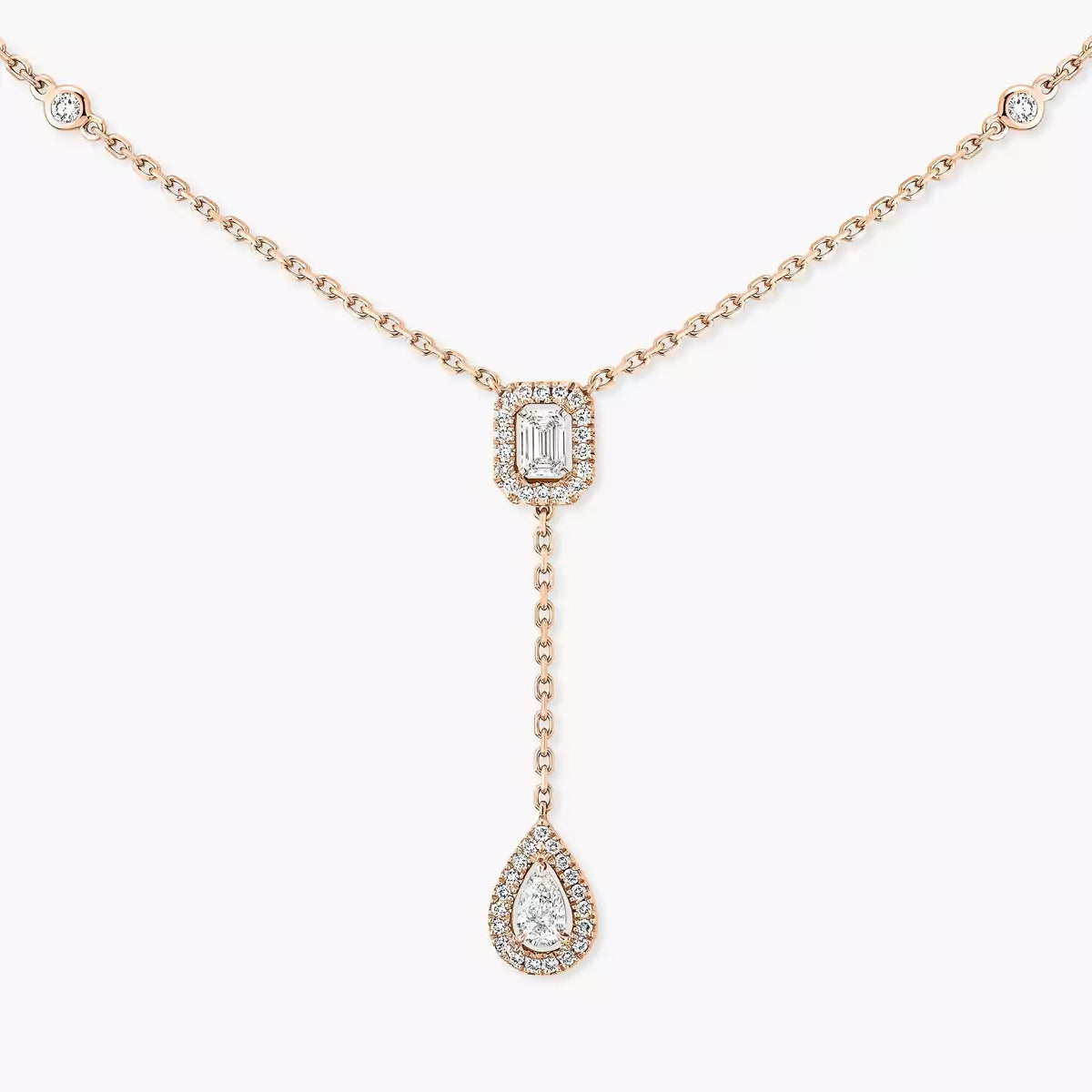 [GALE]Gold Diamond Tie Necklace