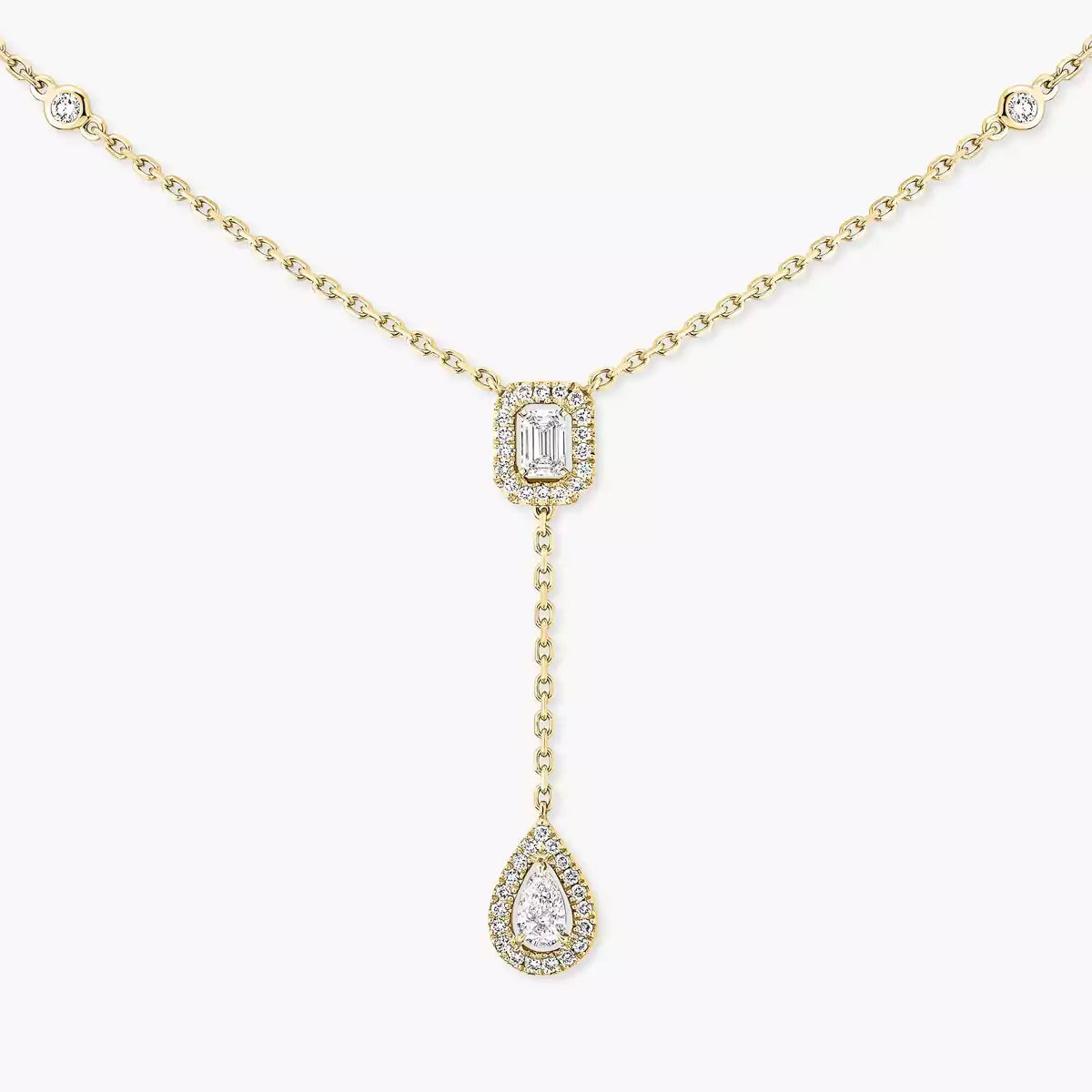 [GALE]Gold Diamond Tie Necklace