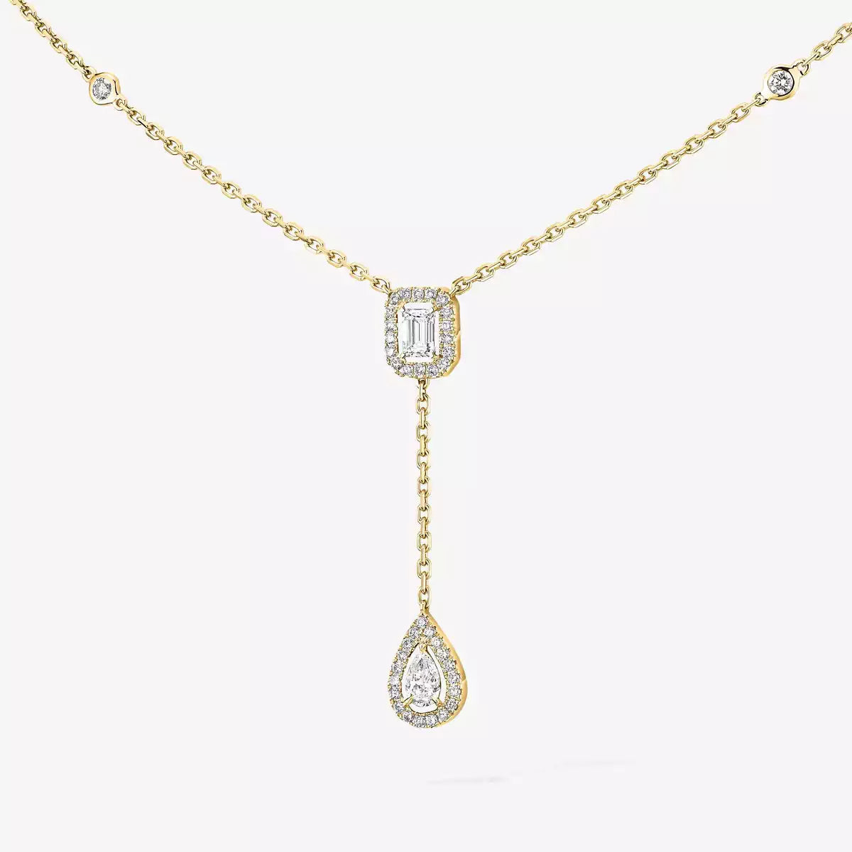 [GALE]Gold Diamond Tie Necklace