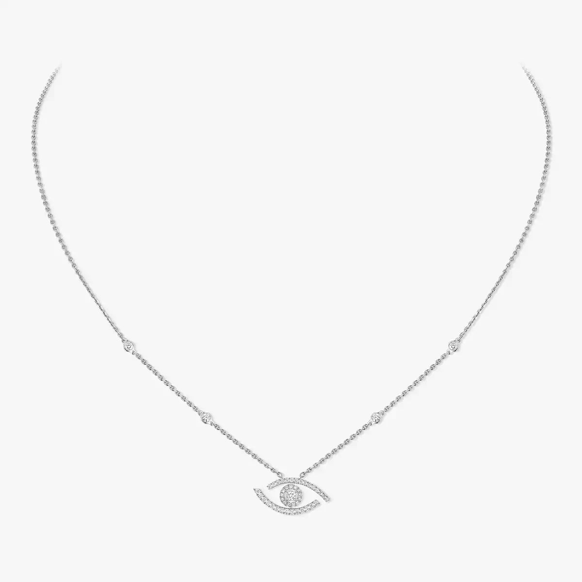 [GALE]Pave_ Diamond Necklace Lucky Eye