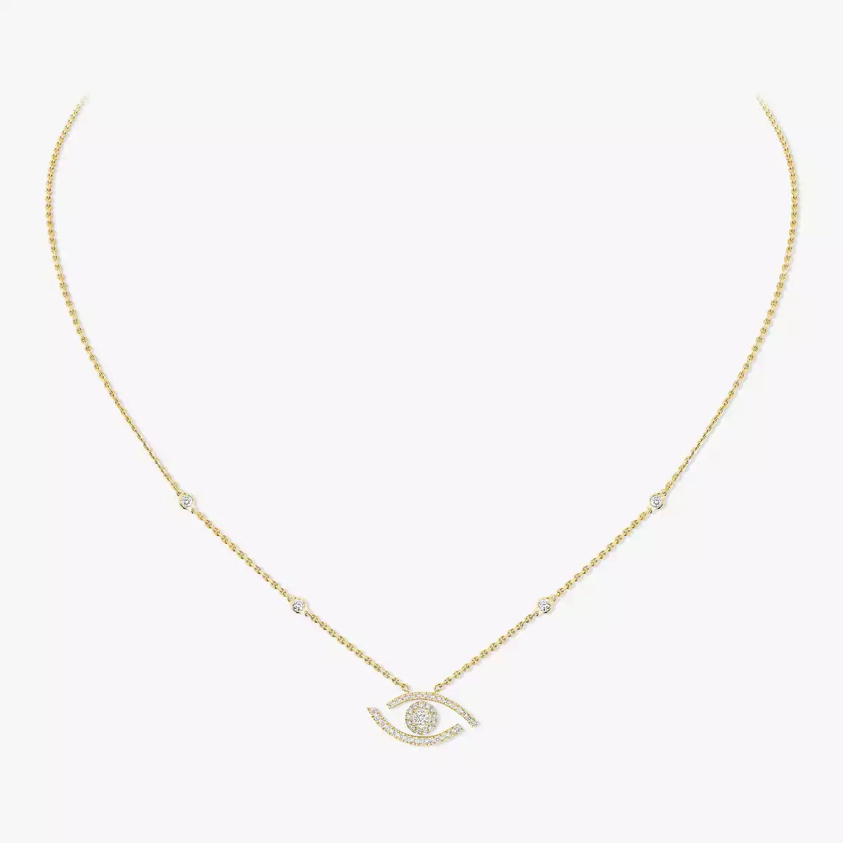 [GALE]Pave_ Diamond Necklace Lucky Eye