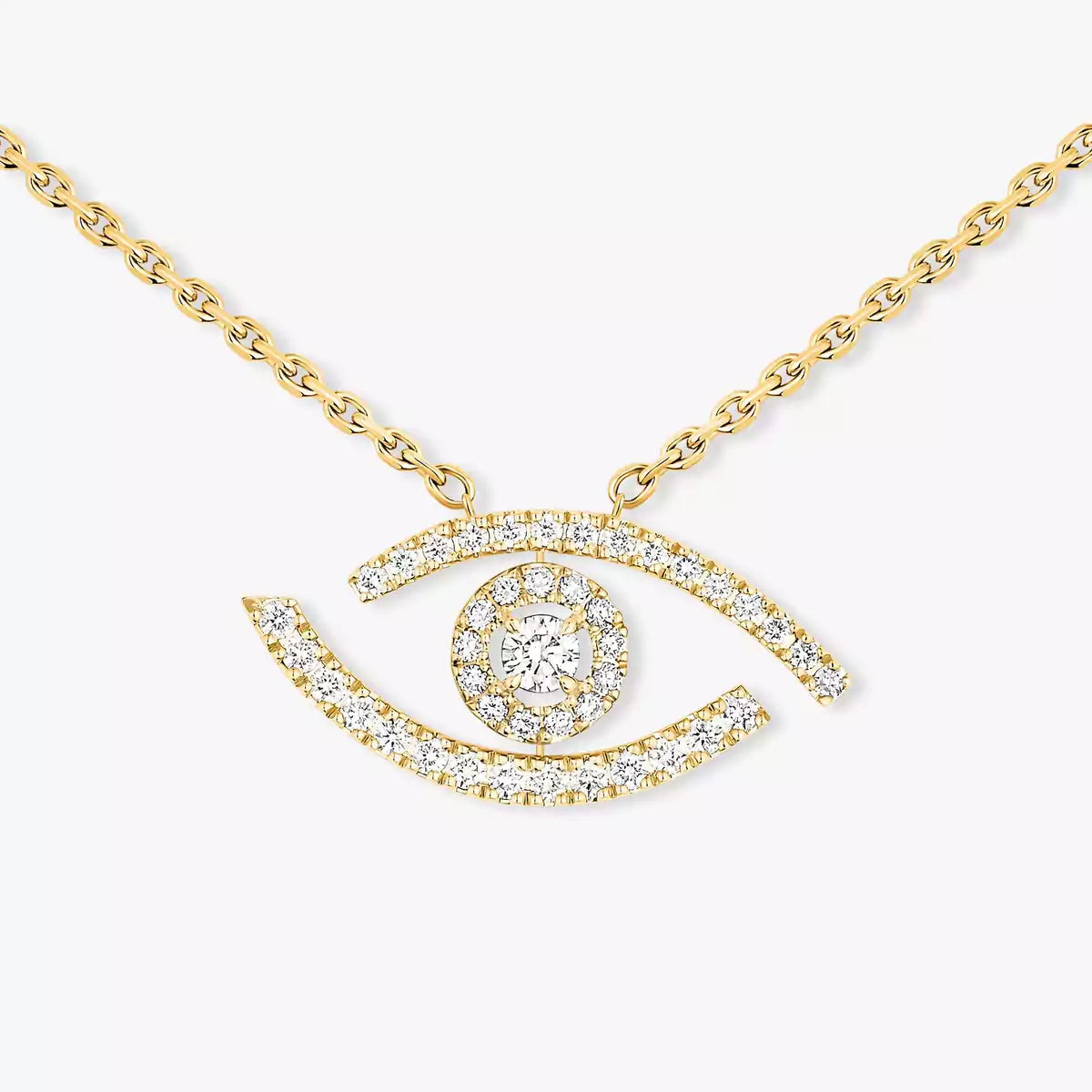[GALE]Pave_ Diamond Necklace Lucky Eye