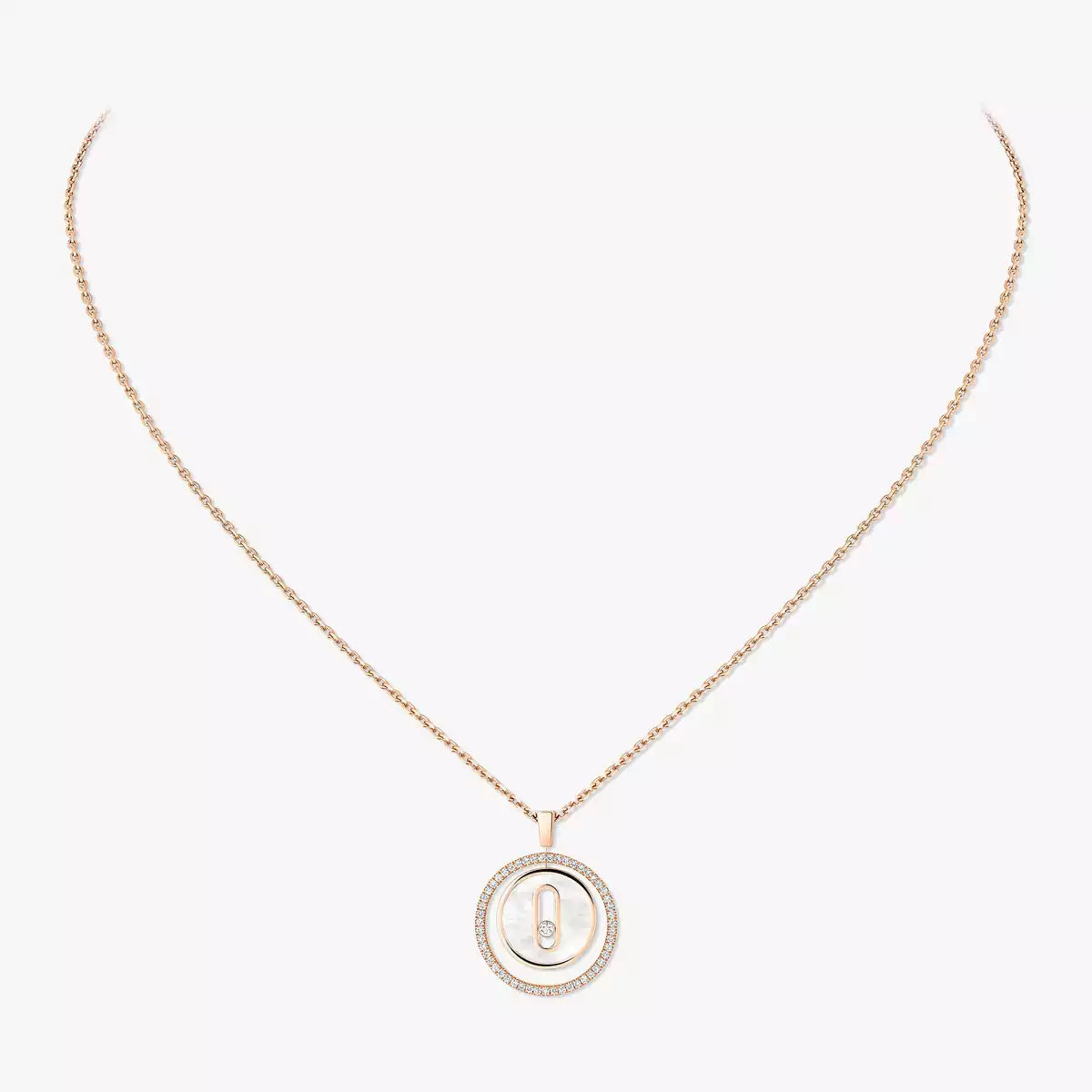 [GALE]Lucky Move Diamond Necklace in Rose Gold and White Mother-of-Pearl