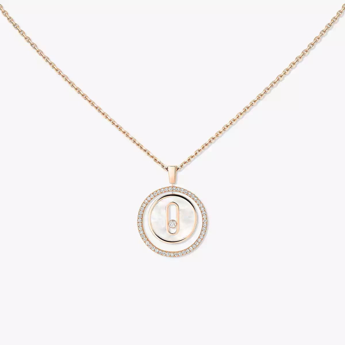 [GALE]Lucky Move Diamond Necklace in Rose Gold and White Mother-of-Pearl