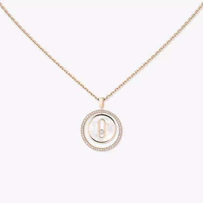 [GALE]Lucky Move Diamond Necklace in Rose Gold and White Mother-of-Pearl