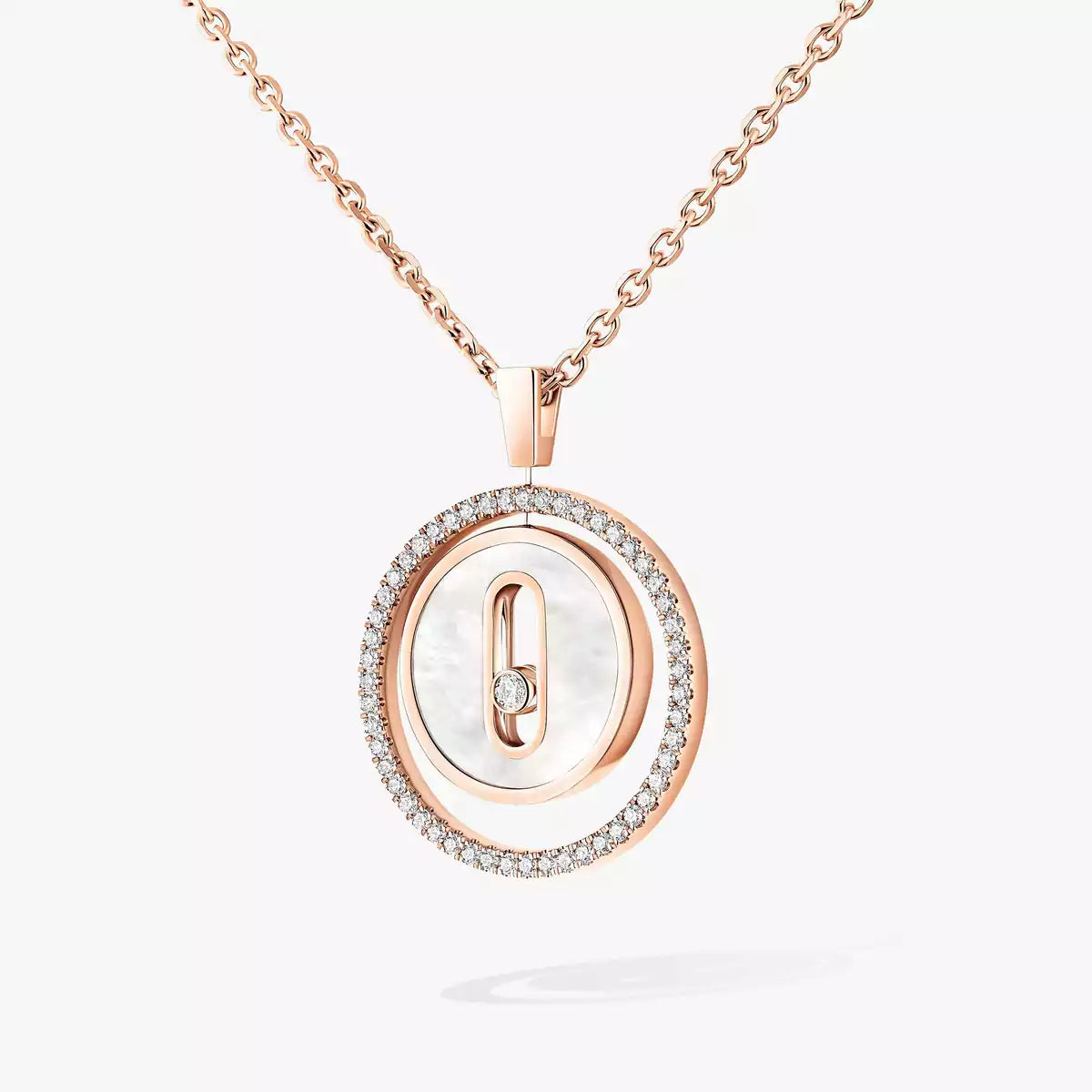 [GALE]Lucky Move Diamond Necklace in Rose Gold and White Mother-of-Pearl