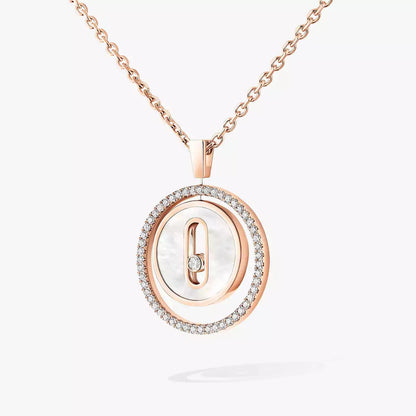 [GALE]Lucky Move Diamond Necklace in Rose Gold and White Mother-of-Pearl