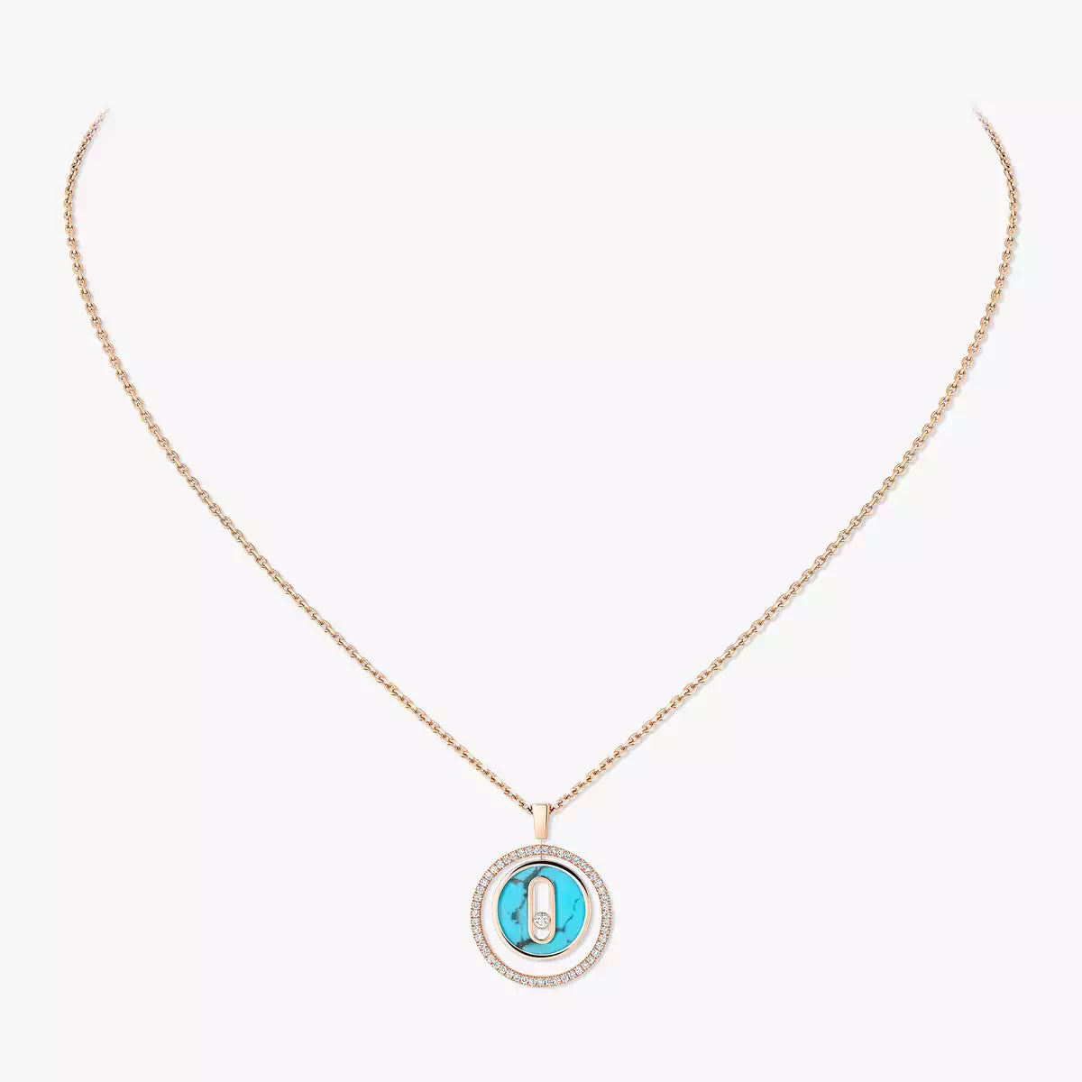 [GALE]Lucky Move Diamond Necklace in Rose Gold and White Mother-of-Pearl