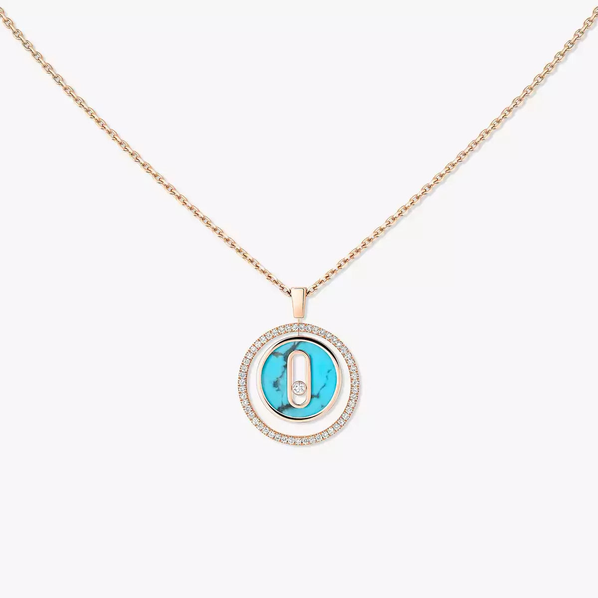 [GALE]Lucky Move Diamond Necklace in Rose Gold and White Mother-of-Pearl