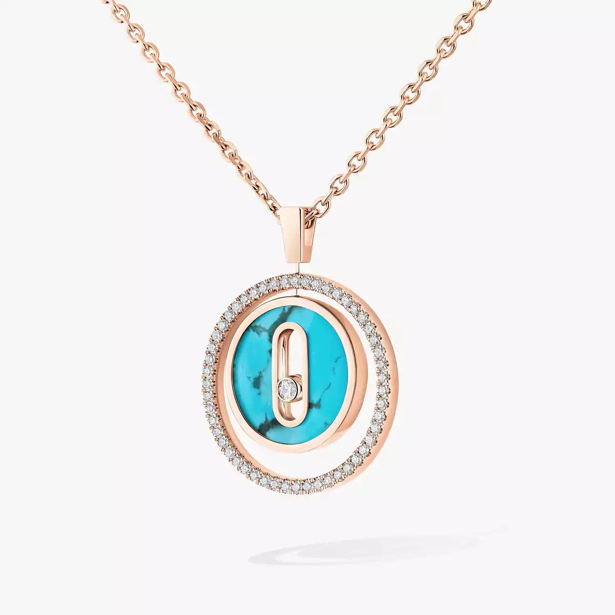 [GALE]Lucky Move Diamond Necklace in Rose Gold and White Mother-of-Pearl