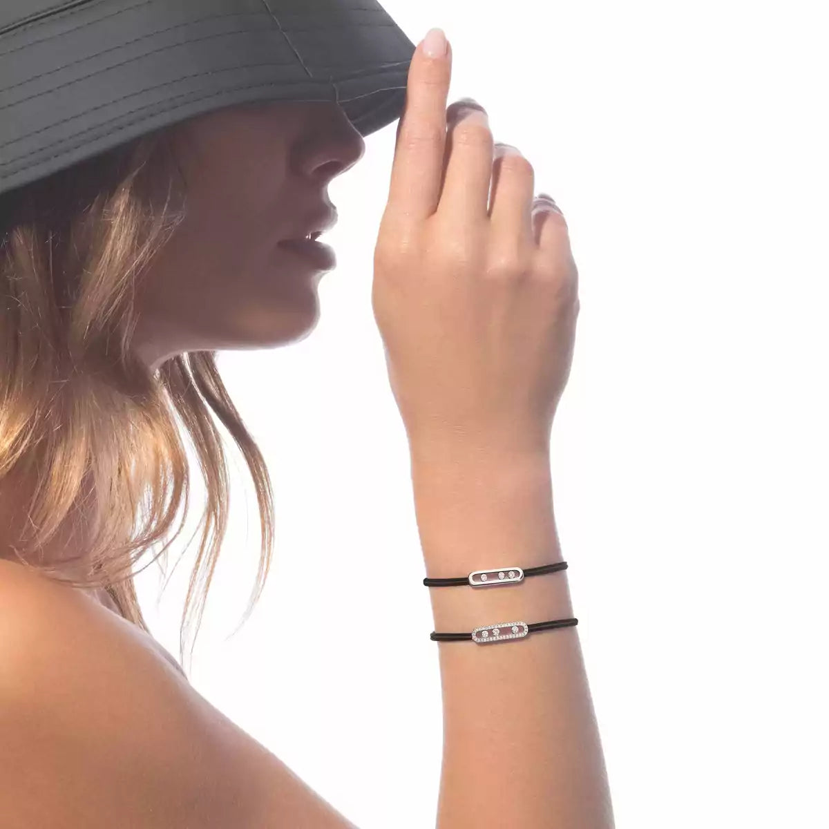 [GALE]Messika Care(s) pink cord pavé bracelet