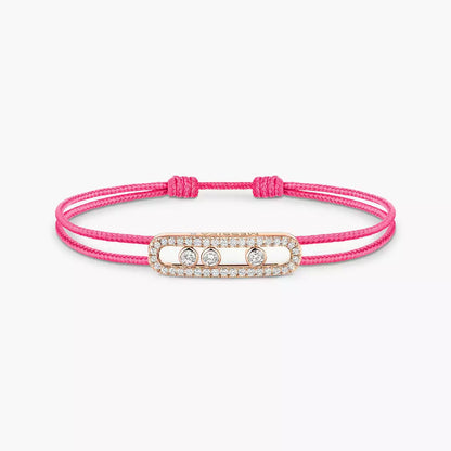 [GALE]Messika Care(s) pink cord pavé bracelet