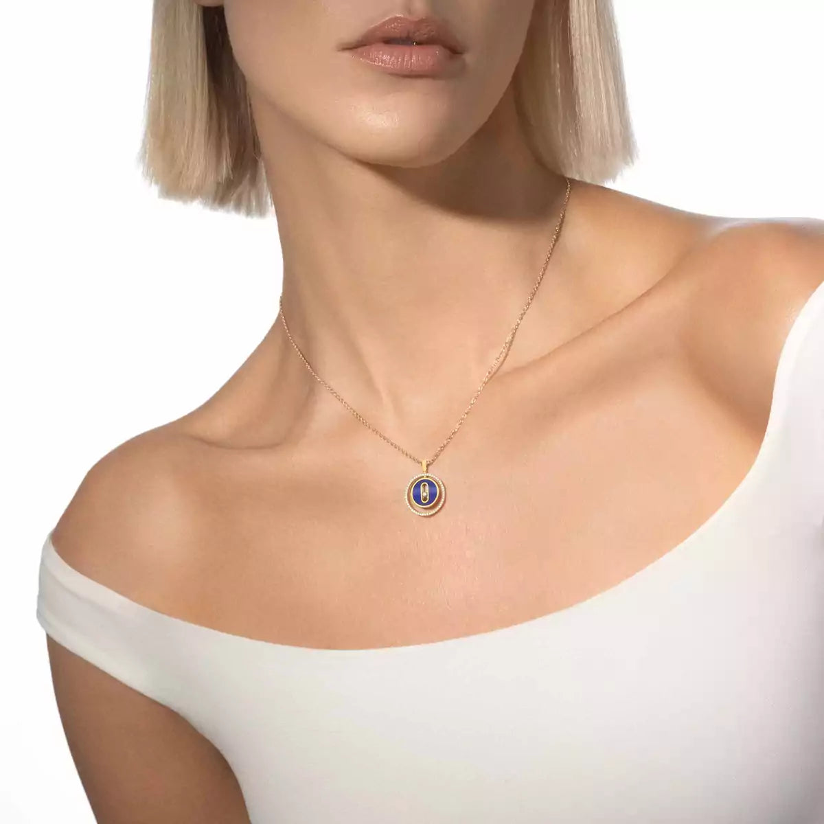 [GALE]Lucky Move Diamond Necklace in Rose Gold and White Mother-of-Pearl