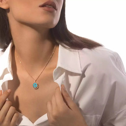 [GALE]Lucky Move Diamond Necklace in Rose Gold and White Mother-of-Pearl
