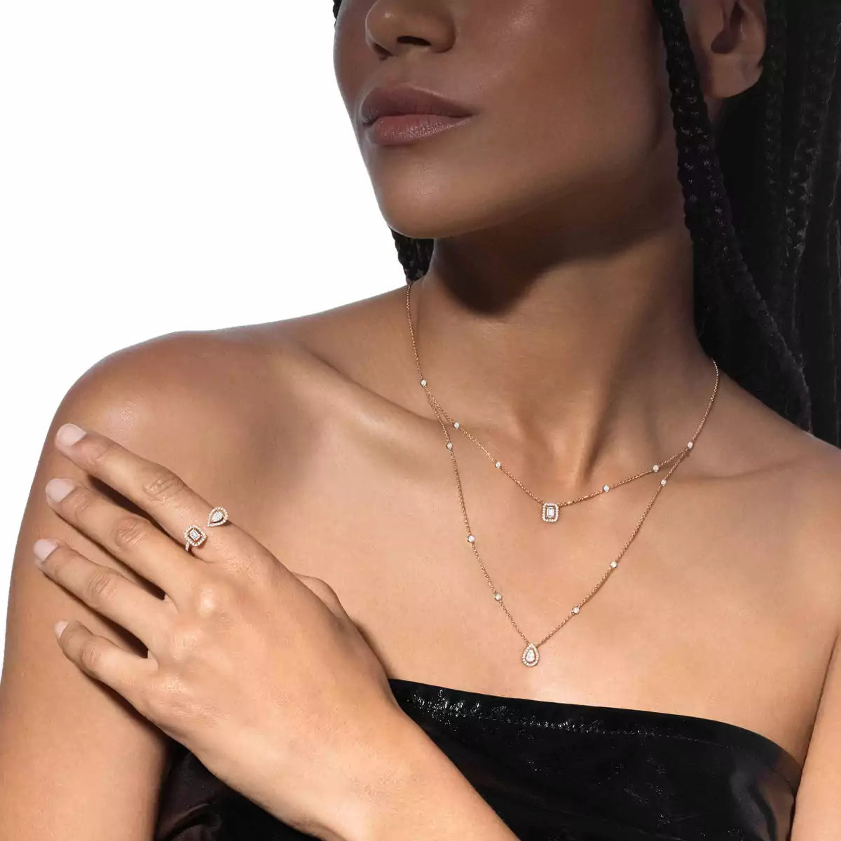 [GALE]Diamond Necklace My Twin 2 Rows