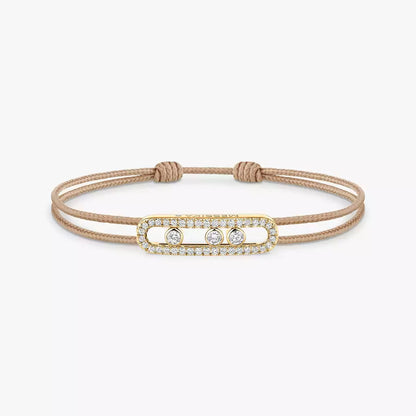 [GALE]Messika Care(s) pink cord pavé bracelet