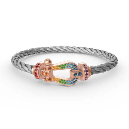 [GALE]FORCE LARGE HORSESHOE  COLORED DIAMOND BRACELET ROSE GOLD