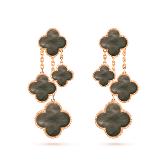 [GALE]CLOVER EARRINGS DARK MOP 4 MOTIFS ROSE GOLD