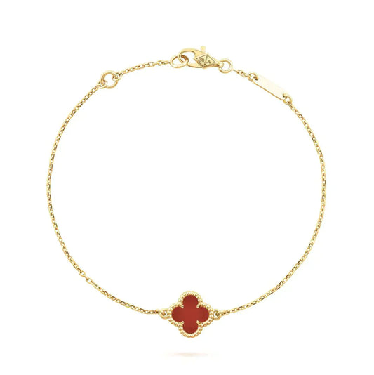 [GALE]CLOVER  CARNELIAN SINGLE FLOWER BRACELET