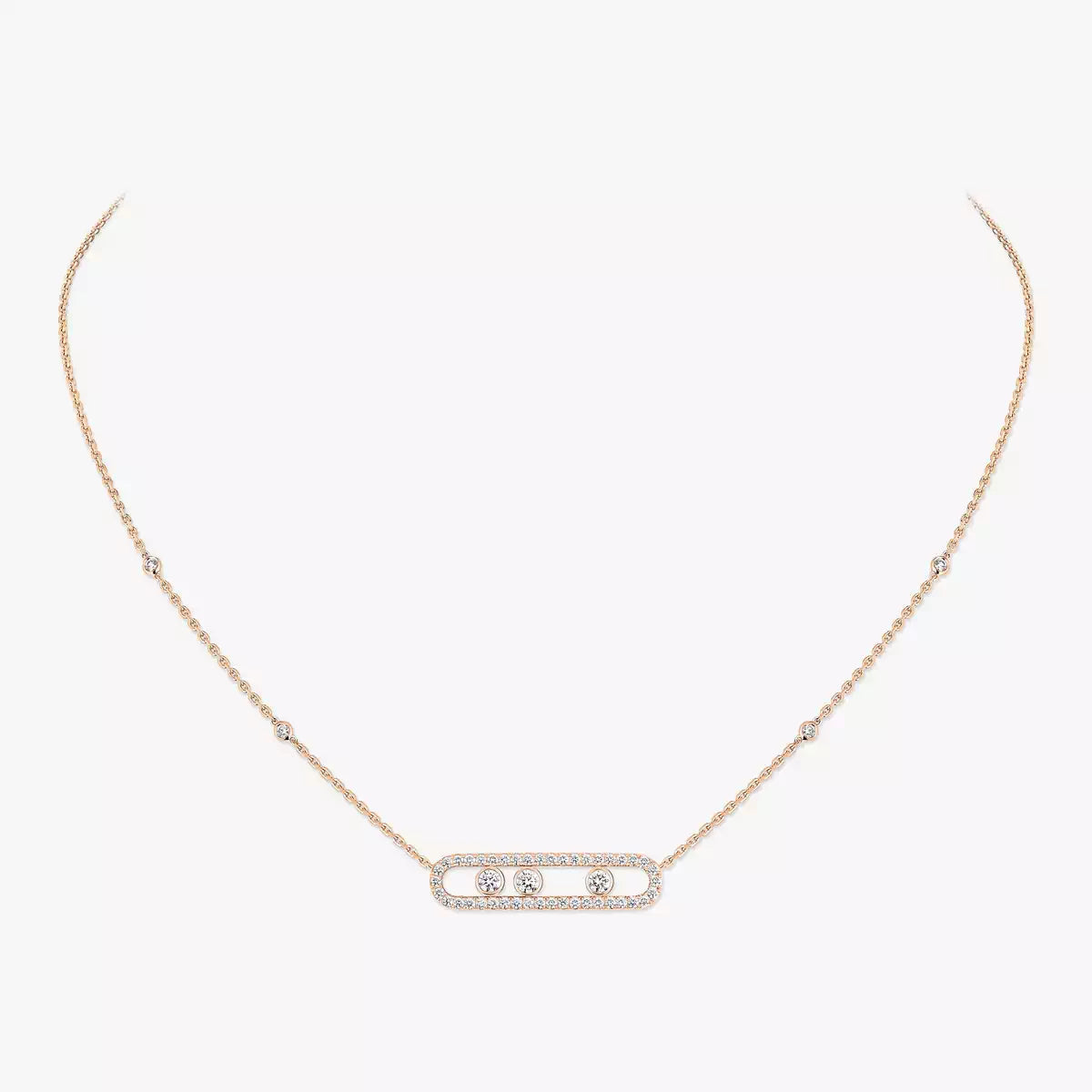 [GALE] Move Pave_ Rose Gold Diamond Necklace