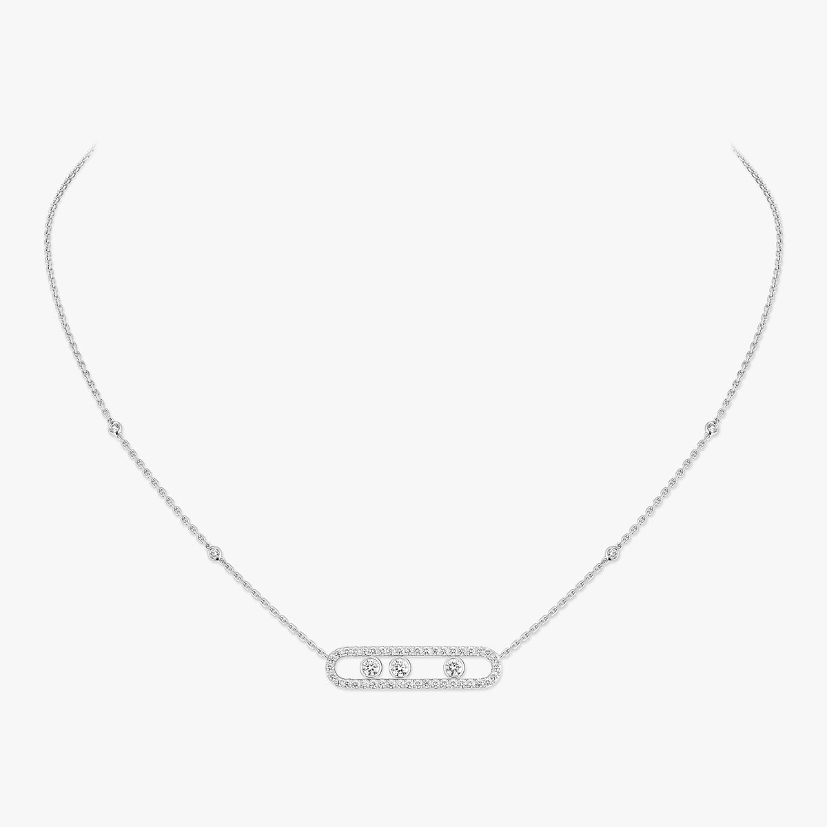 [GALE] Move Pave_ Rose Gold Diamond Necklace