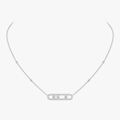 [GALE] Move Pave_ Rose Gold Diamond Necklace