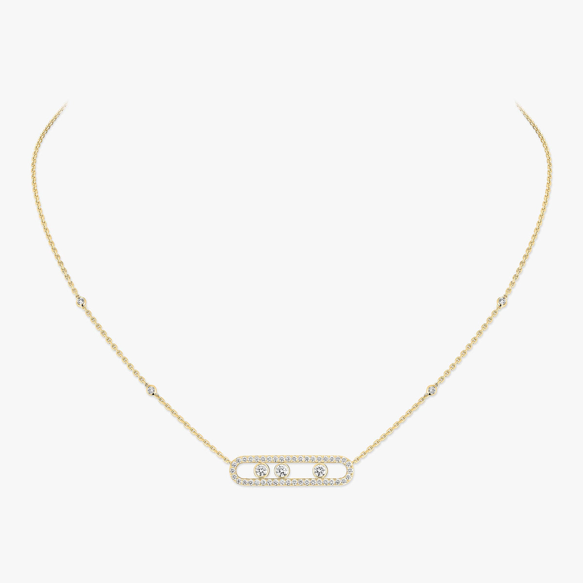[GALE] Move Pave_ Rose Gold Diamond Necklace