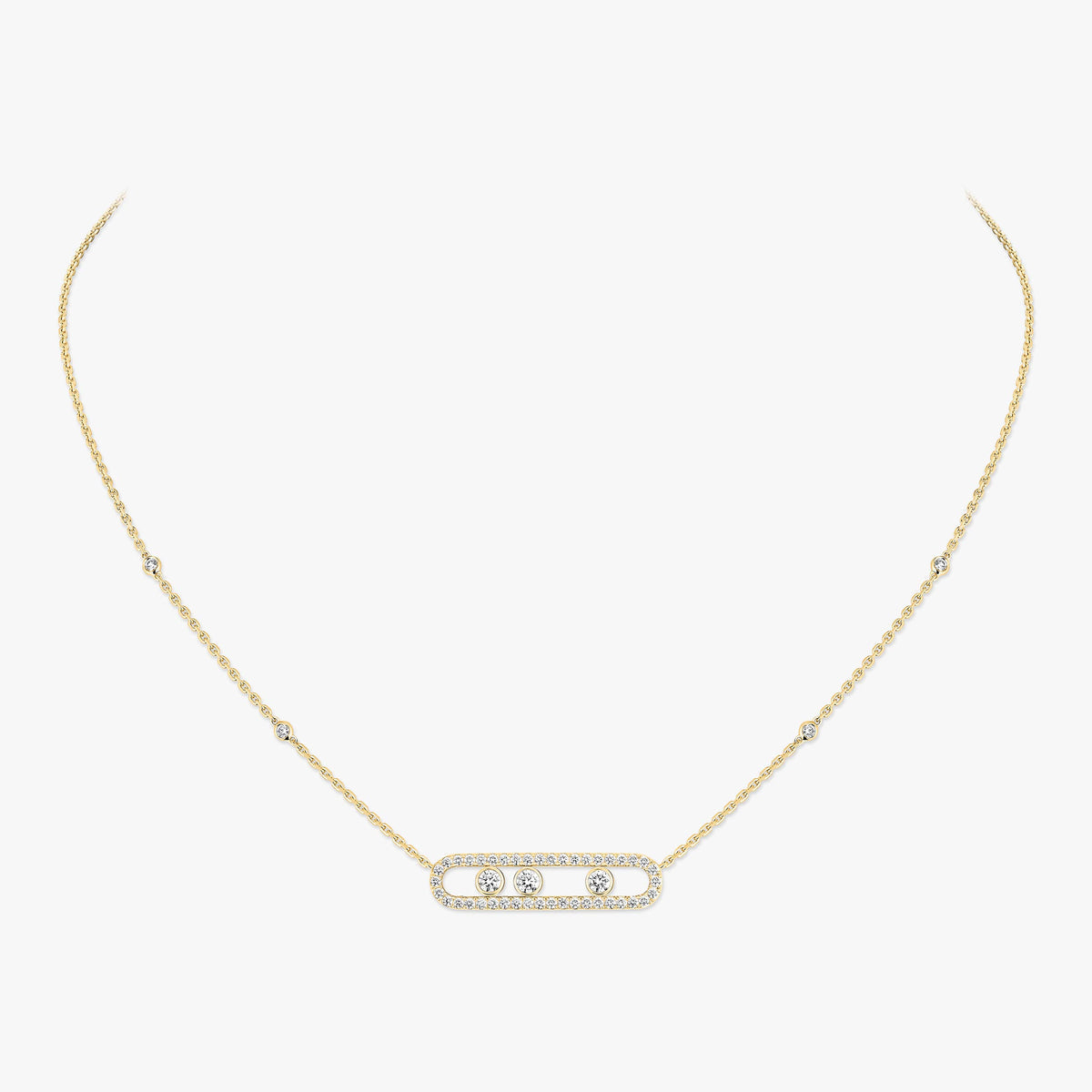 [GALE] Move Pave_ Rose Gold Diamond Necklace