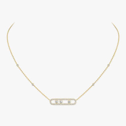 [GALE] Move Pave_ Rose Gold Diamond Necklace