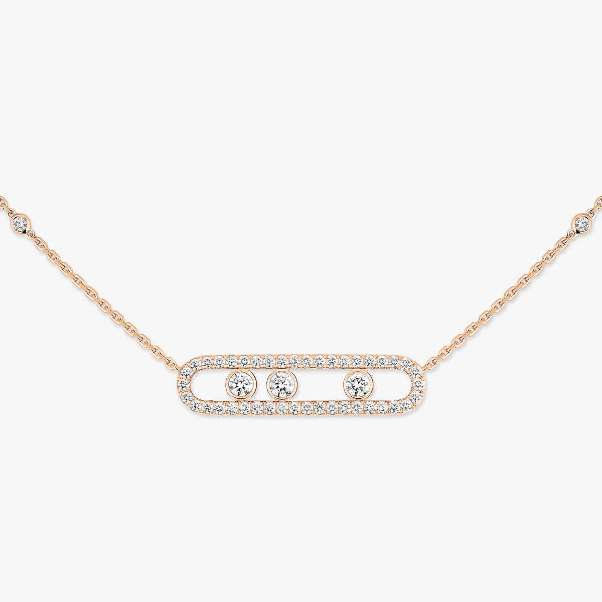 [GALE] Move Pave_ Rose Gold Diamond Necklace