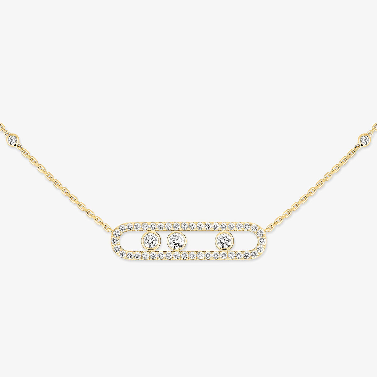 [GALE] Move Pave_ Rose Gold Diamond Necklace