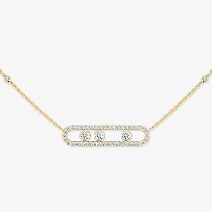 [GALE] Move Pave_ Rose Gold Diamond Necklace