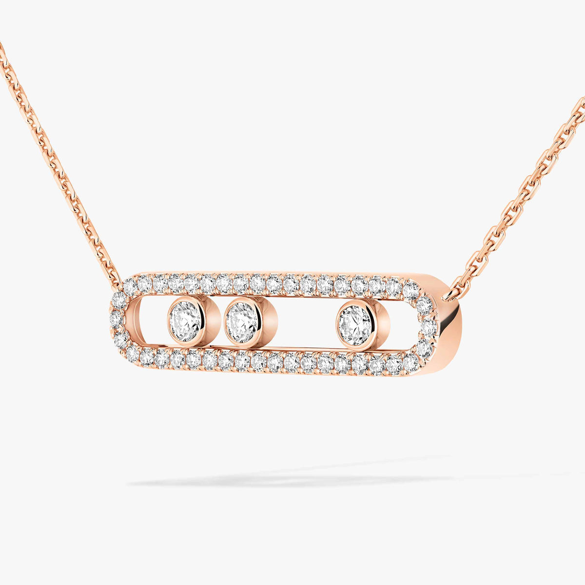 [GALE] Move Pave_ Rose Gold Diamond Necklace